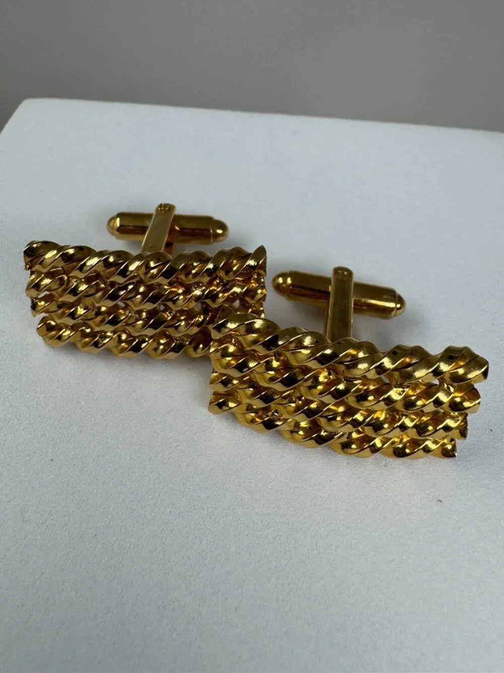 Vintage Simmons Karatclad Gold Twisted Rope Cufflinks